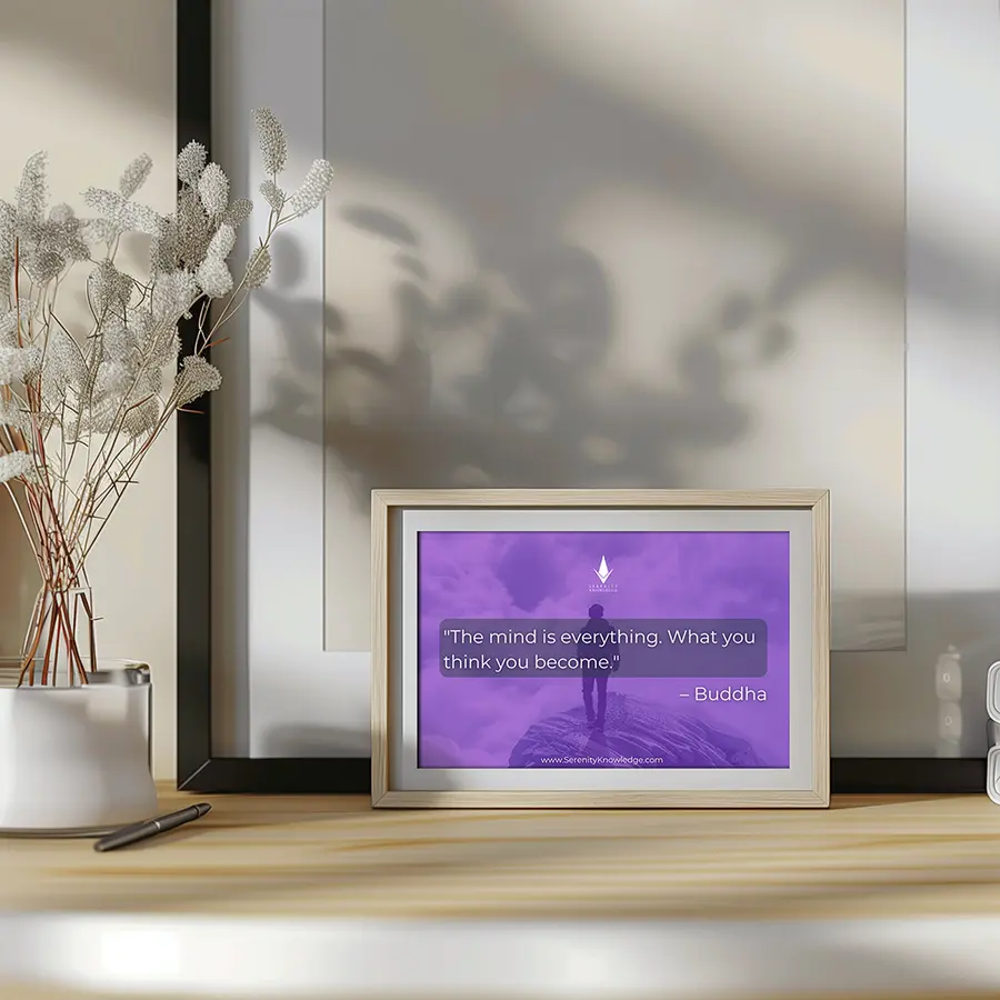 Law of Attraction quote displayed on a desk
